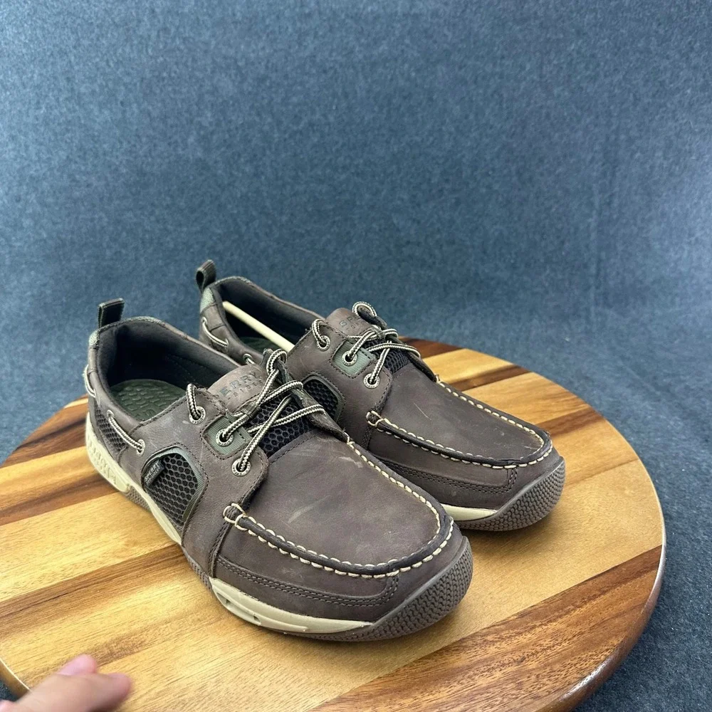 Sperry Top-Sider Seakite Sport Moc Mens 11M Brown Leather Boat Shoes STS10004